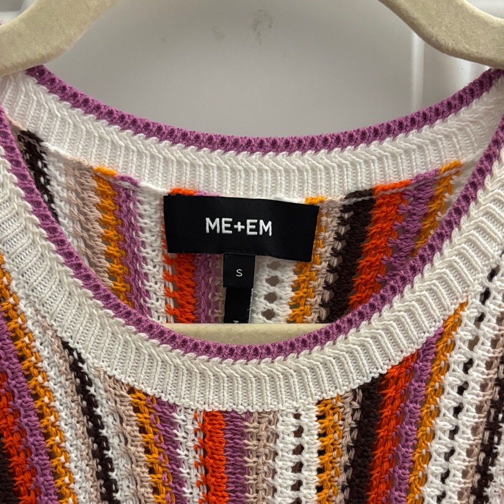 ME+EM Multicolor Striped Knit Maxi Dress - White, Pink, Orange, Yellow, Purple - Picture 2 of 5